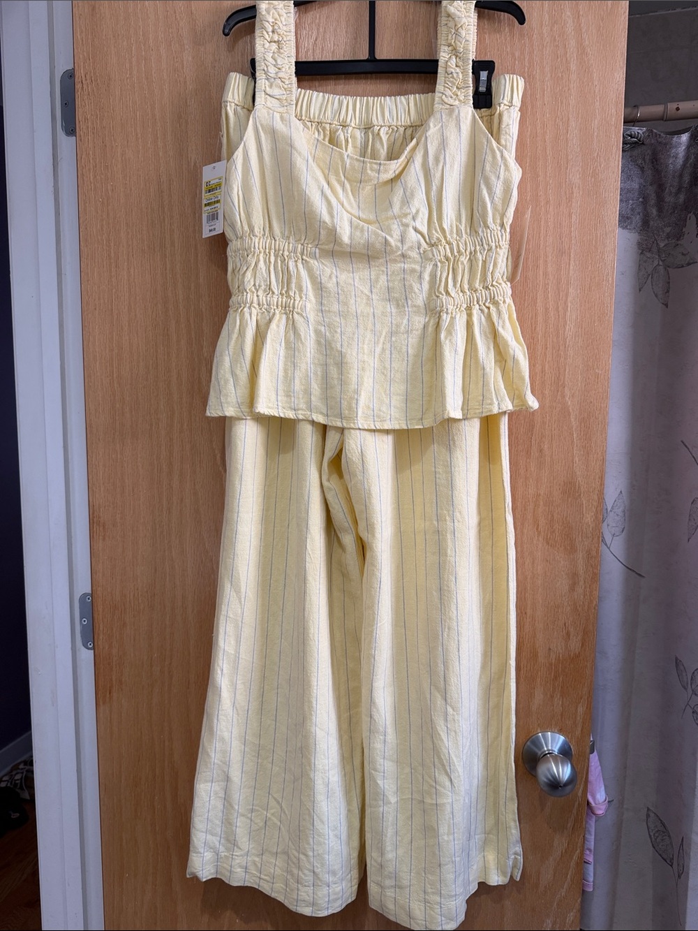 a new day Light Yellow Striped Wide-Leg Pants With Top